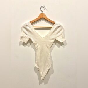 Abercrombie & Fitch XS Short Sleeve Knit White Cream Ribbed Women's Top